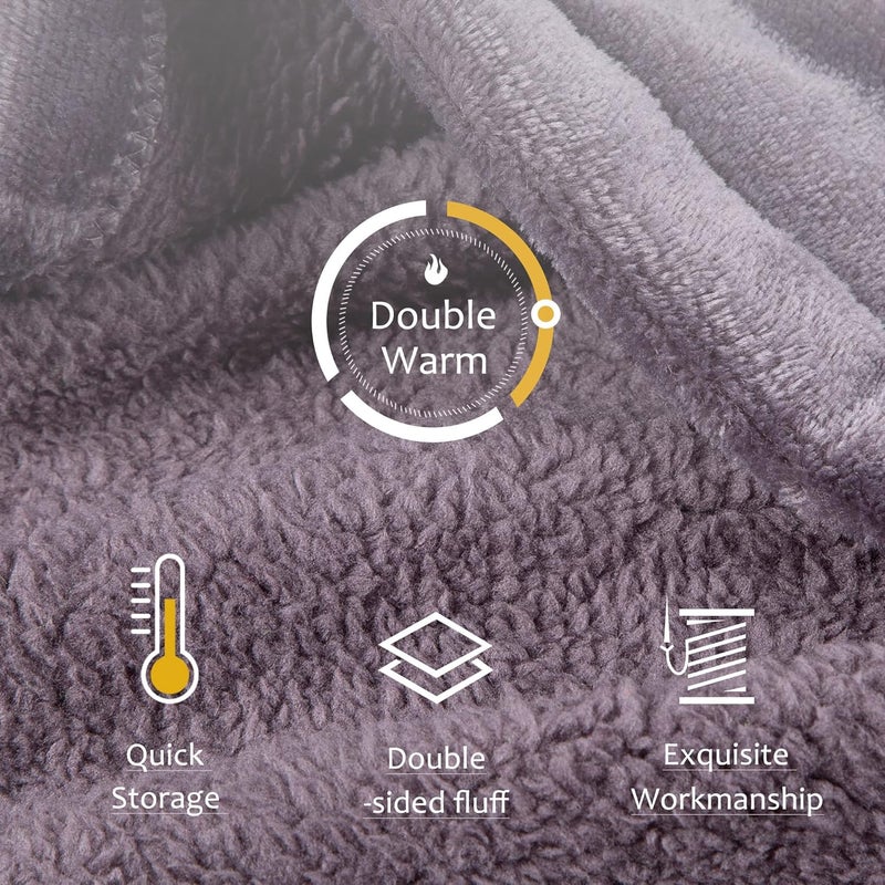 REDESS Blanket Hoodie Sweatshirt, Wearable Blanket Oversized Sherpa with Sleeves and Giant Pocket, Cozy Hoodie for Adult Kids - Image 3